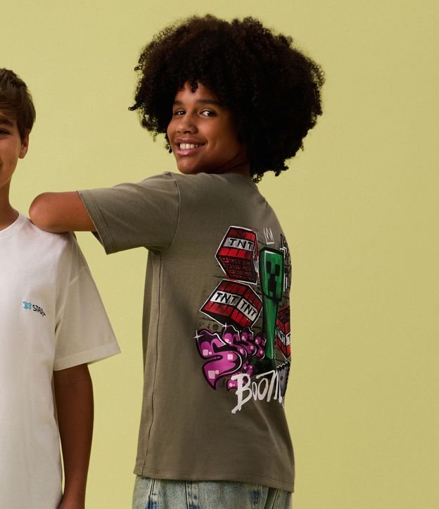 Remera Infantil Relaxed con Estampa Minecraft Frente y Espalda – Talle 5 a 14 años