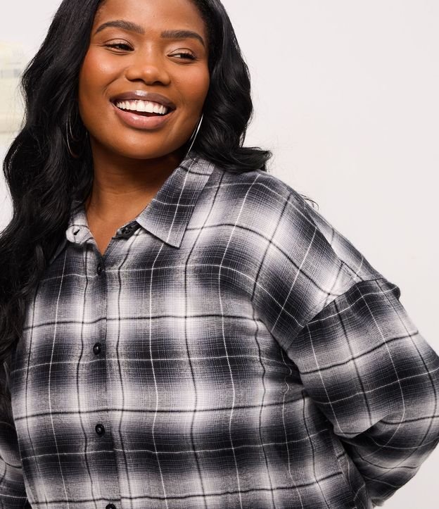Camisa de Cuadros en Viscosa con Manga Larga Curve & Plus Size 3