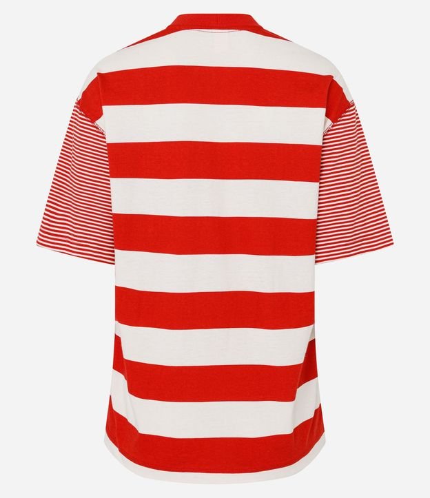 Remera T-Shirt Rayada en Algodón con Costura Aparente 6