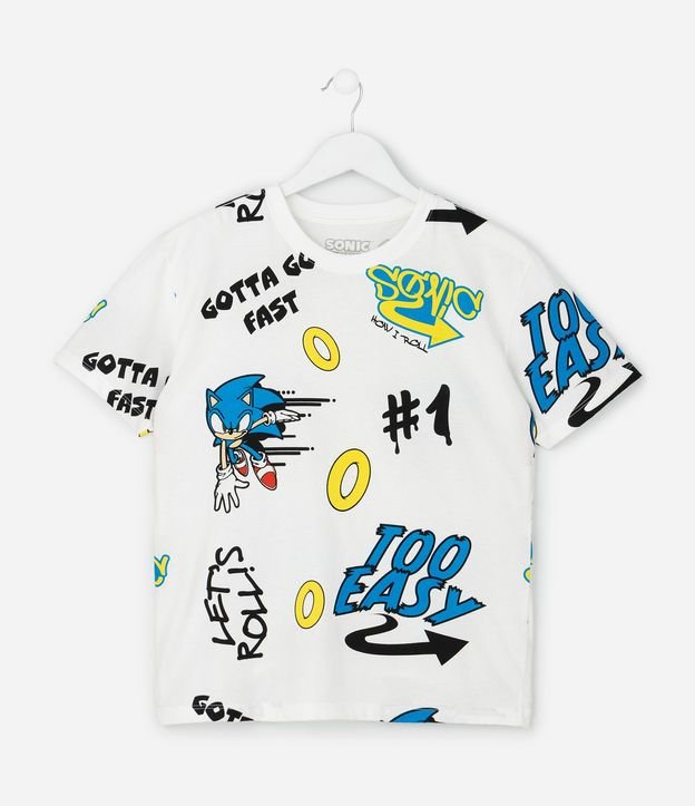Remera Relaxed Infantil con Estampado Full Print Sonic – Talle 5 a 14 años