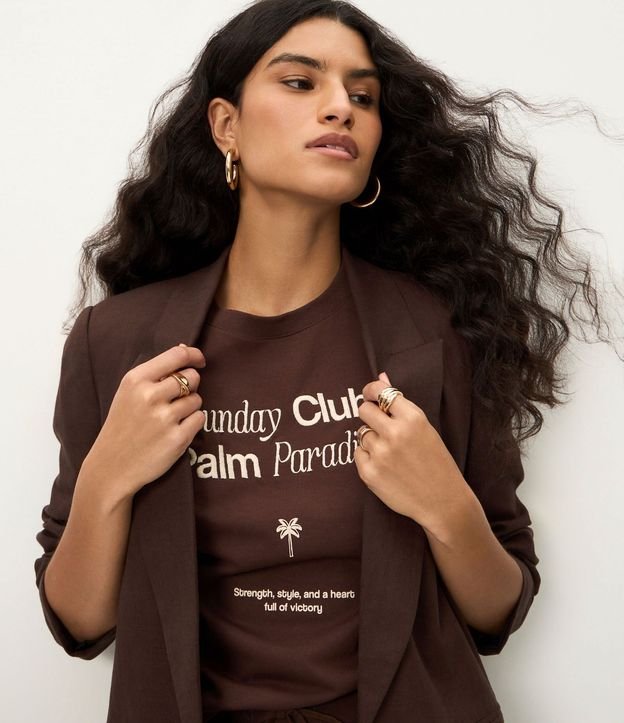 Remera Manga Corta en Algodón con Lettering y Palmera 5