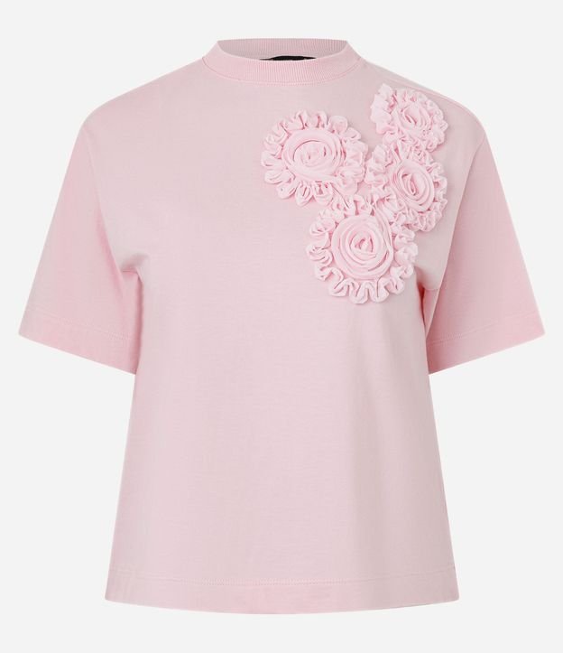 Blusa en Algodón con Flores de Tejido en el Hombro 5