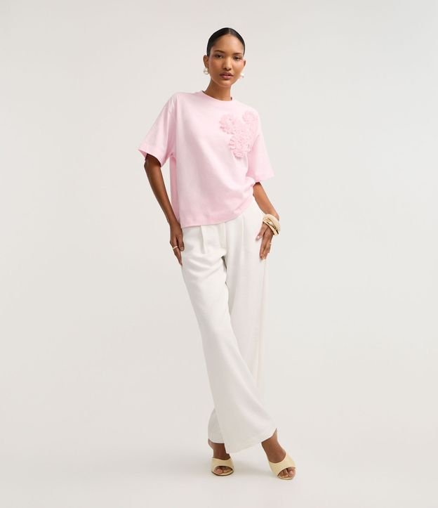 Blusa en Algodón con Flores de Tejido en el Hombro 2