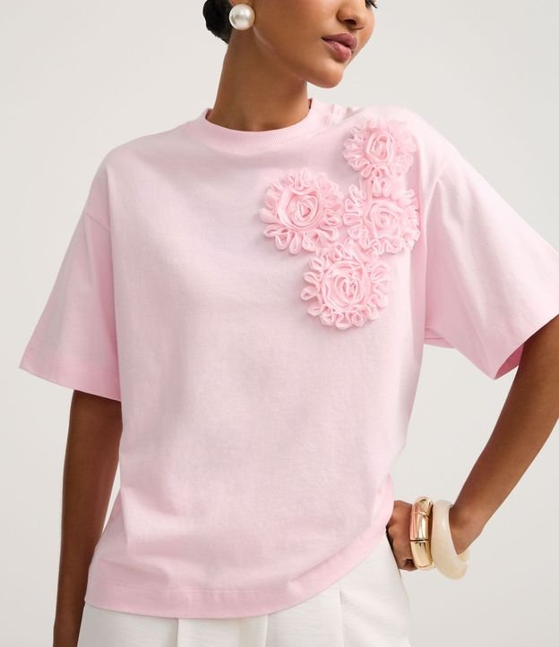 Blusa en Algodón con Flores de Tejido en el Hombro 3