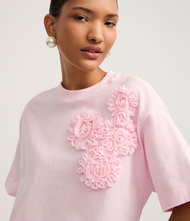 Blusa en Algodón con Flores de Tejido en el Hombro 4