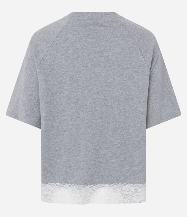 Remera en Algodón con Manga Raglán y Ruedo de Encaje 5