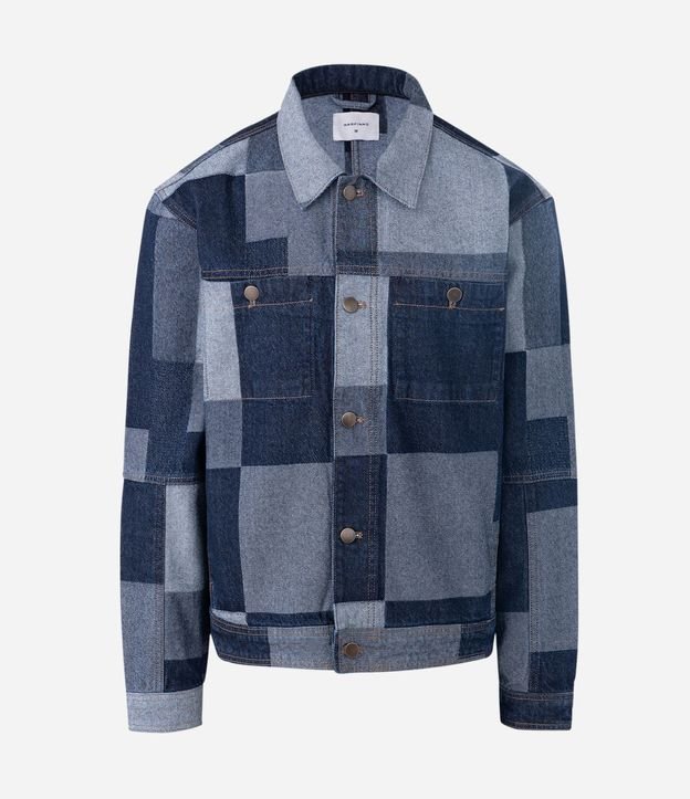 Campera en Jacquard Cuadriculado Patchwork con Bolsillos Delanteros 6