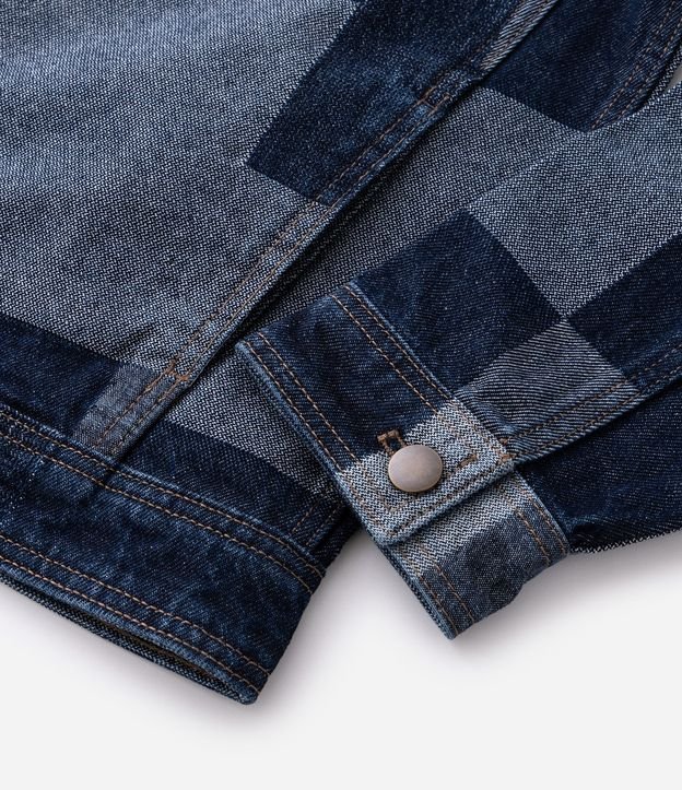 Campera en Jacquard Cuadriculado Patchwork con Bolsillos Delanteros 9