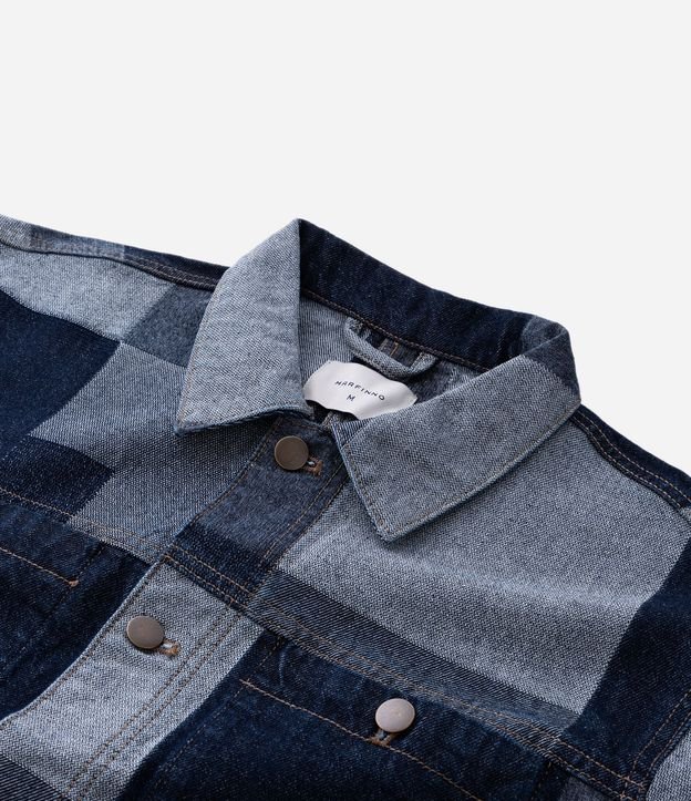 Campera en Jacquard Cuadriculado Patchwork con Bolsillos Delanteros 11