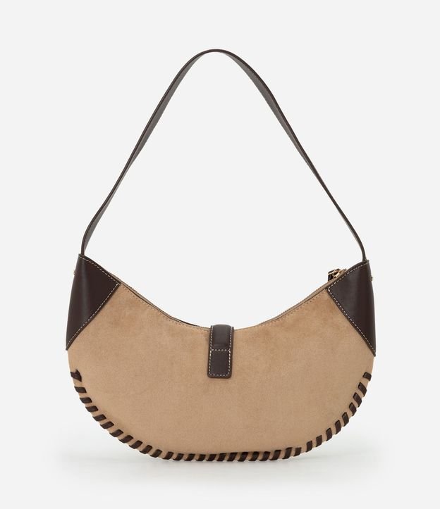 Cartera Baguette Mediana en Gamuza con Metales Light Gold 5
