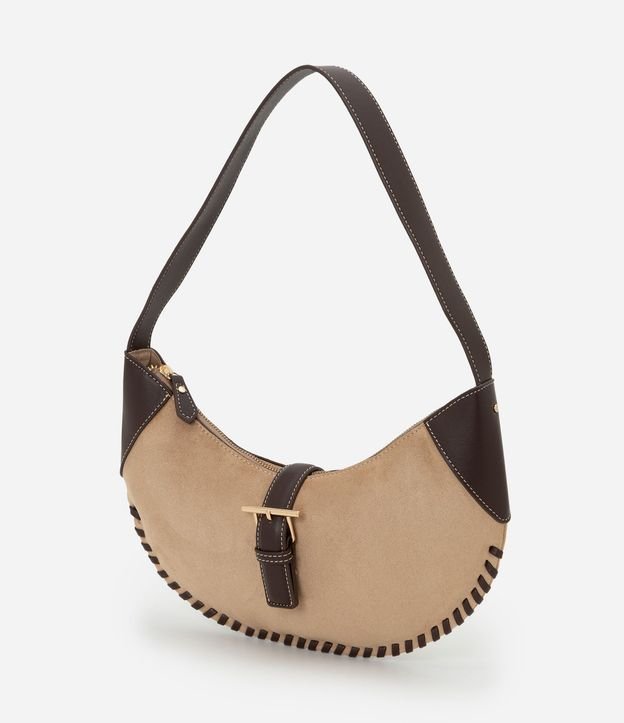 Cartera Baguette Mediana en Gamuza con Metales Light Gold 8