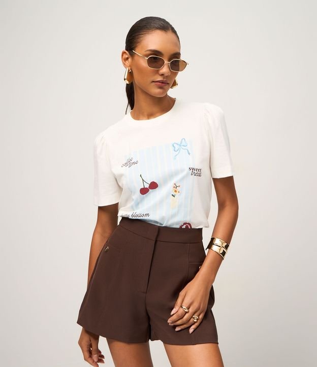 Remera con Manga Frufru con Estampado Divertida 1