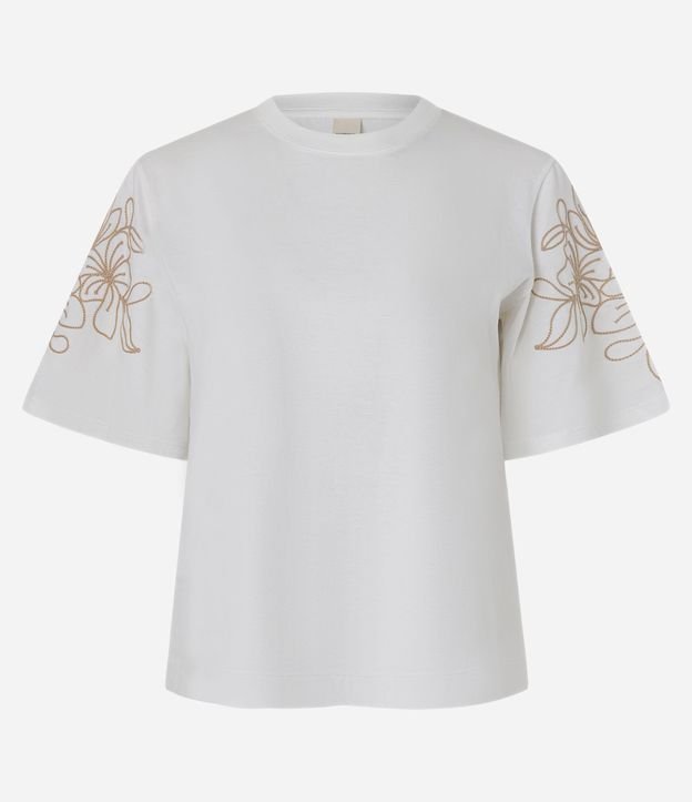 Blusa Slim en Algodón con Bordado Hojas en las Mangas 6