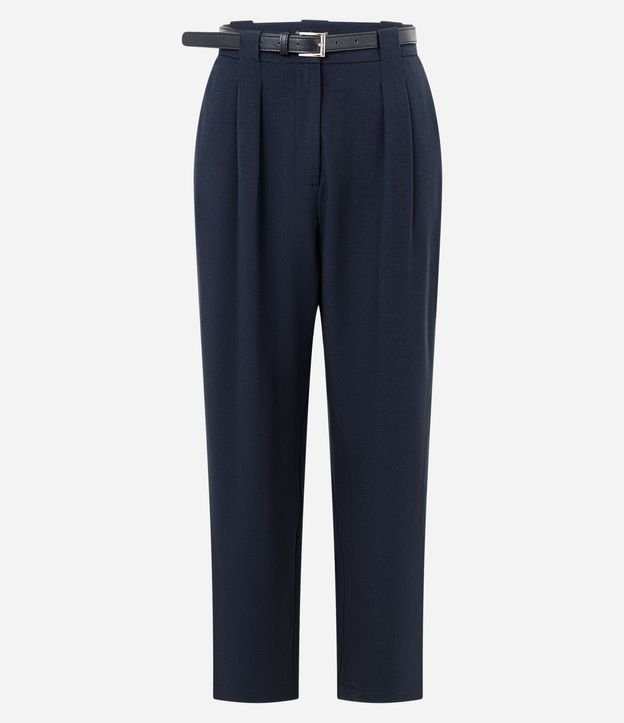 Pantalón Recto en Crepé con Cinturón en la Cintura y Pliegues 5