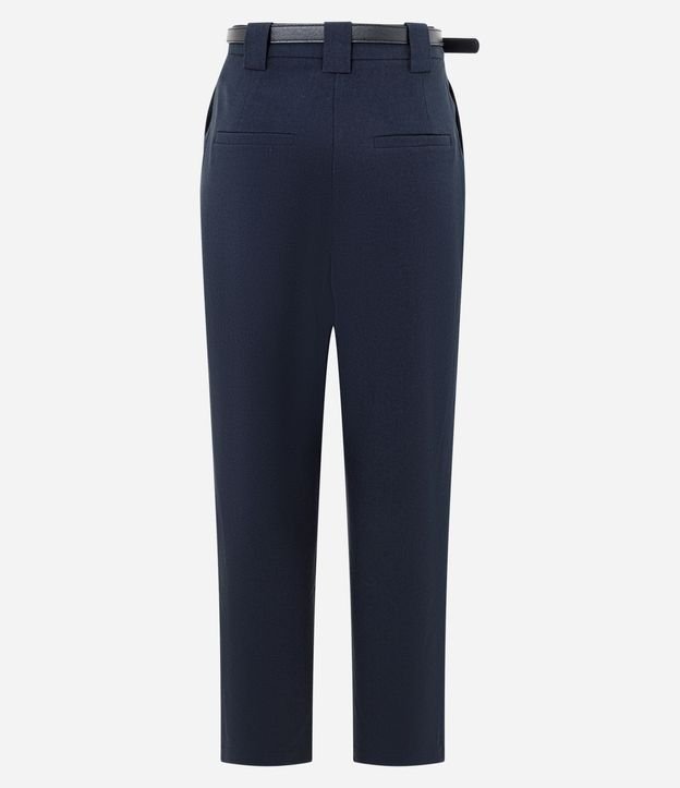 Pantalón Recto en Crepé con Cinturón en la Cintura y Pliegues 6