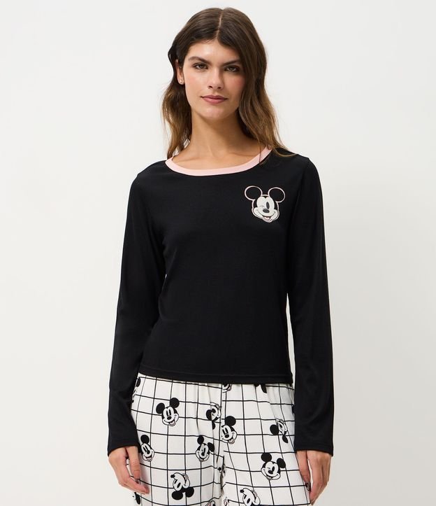Blusa de Pijama en Rib con Estampado Mickey