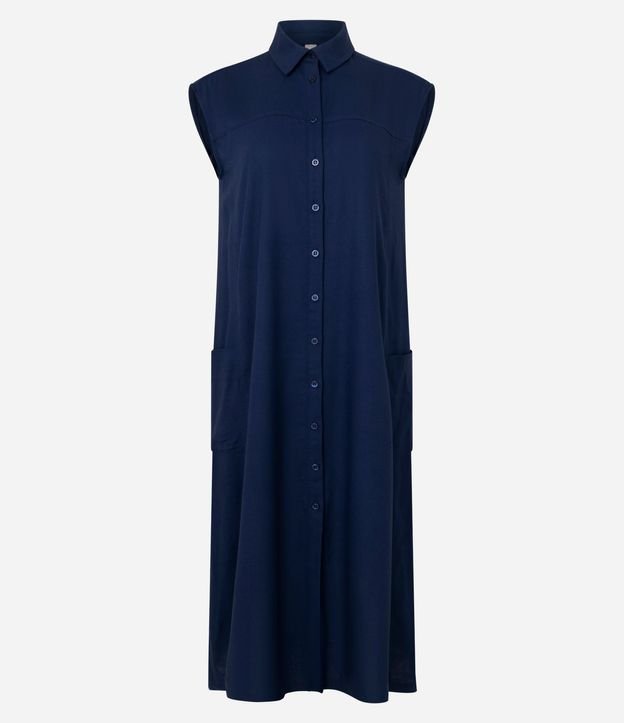 Vestido Chemise Plano en Lino con Botones 5