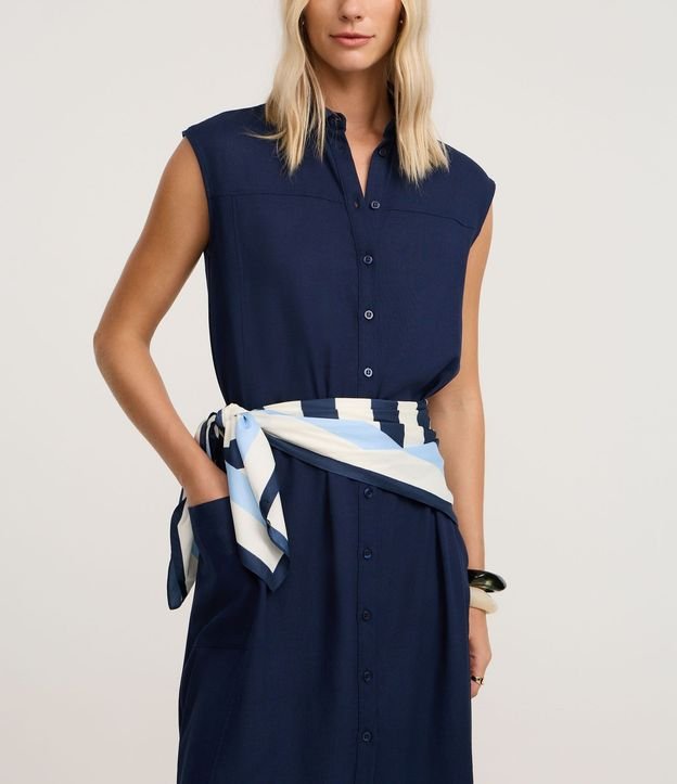 Vestido Chemise Plano en Lino con Botones 4