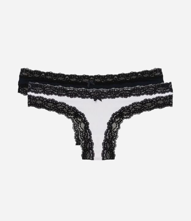 Kit 02 Bombachas Bikini Hilo en Microfibra con Encaje nas Cavas
