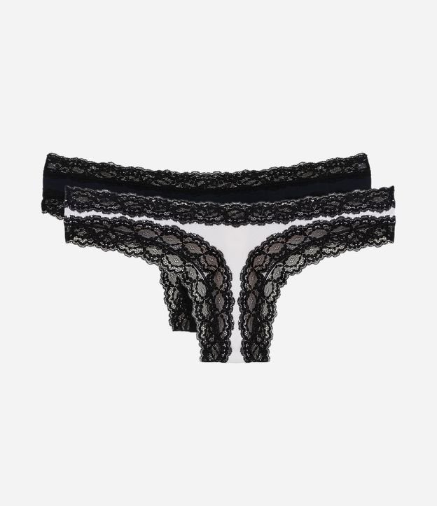 Kit 02 Bombachas Bikini Hilo en Microfibra con Encaje nas Cavas 2