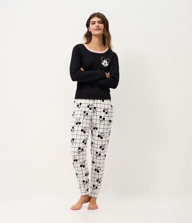 Pantalón de Pijama Jogger en Rib con Estampa de Mickey