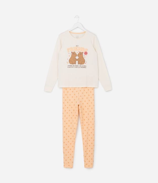 Pijama Infantil Largo con Estampa de Carpincho Friends  – Talle 5 a 14 años 2