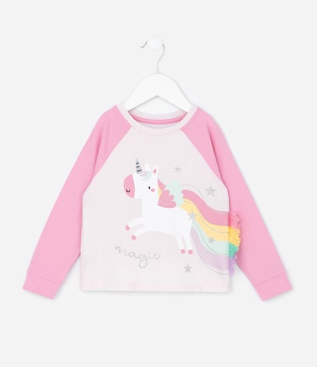 Pijama Infantil Blusa con Estampado de Unicórnio y Pantalón Rayada – Talle 1 a 6 años 3