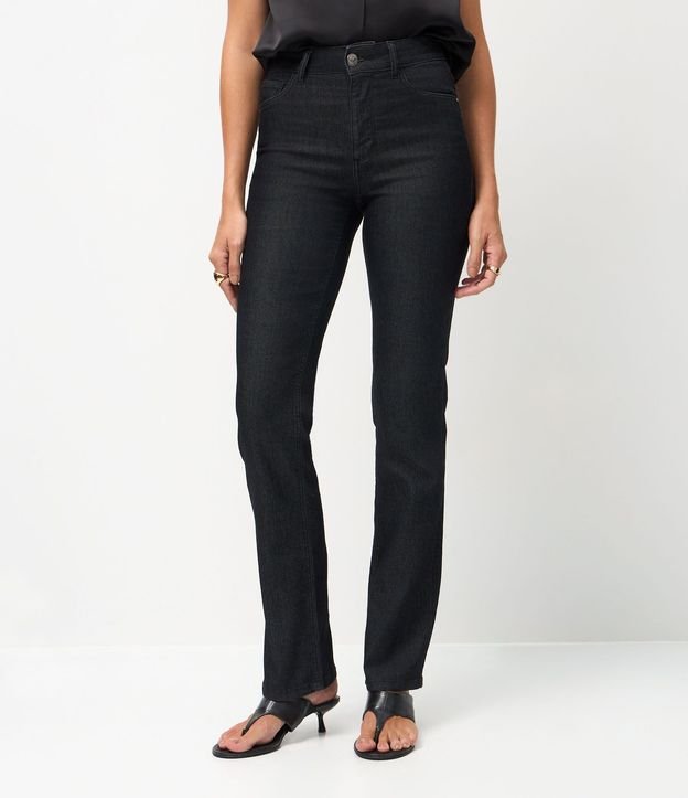 Pantalón Recto en Jeans con Elastano y Cintura Alta 3