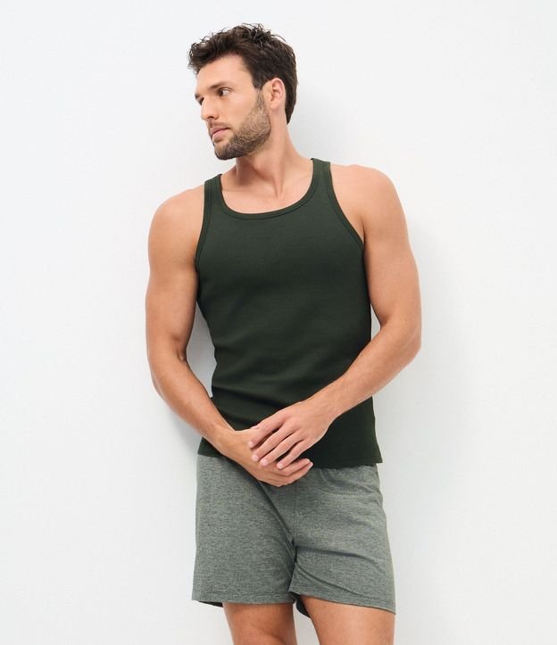Pijama Corto en Algodón con Musculosa en Lino