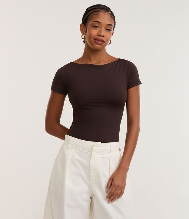 Blusa Manga Corta con Escote Canoa