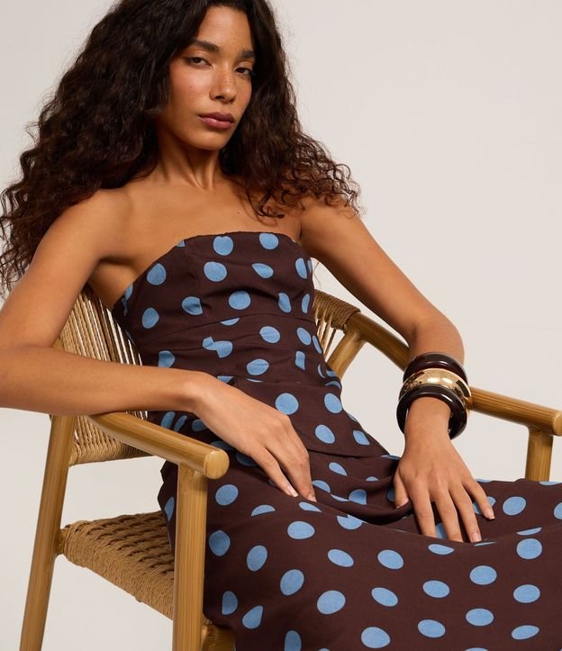 Blusa sin Breteles con Estampado de Lunares