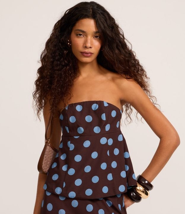 Blusa sin Breteles con Estampado de Lunares 3