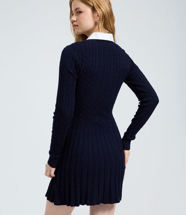 Vestido Manga Larga en Punto con Textura y Cuello Polo 3