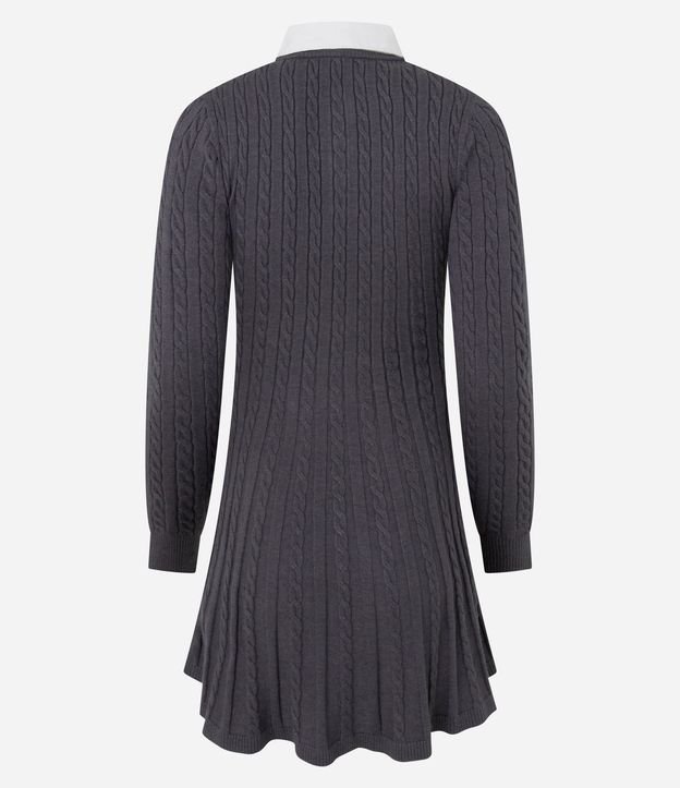 Vestido Manga Larga en Punto con Textura y Cuello Polo 7