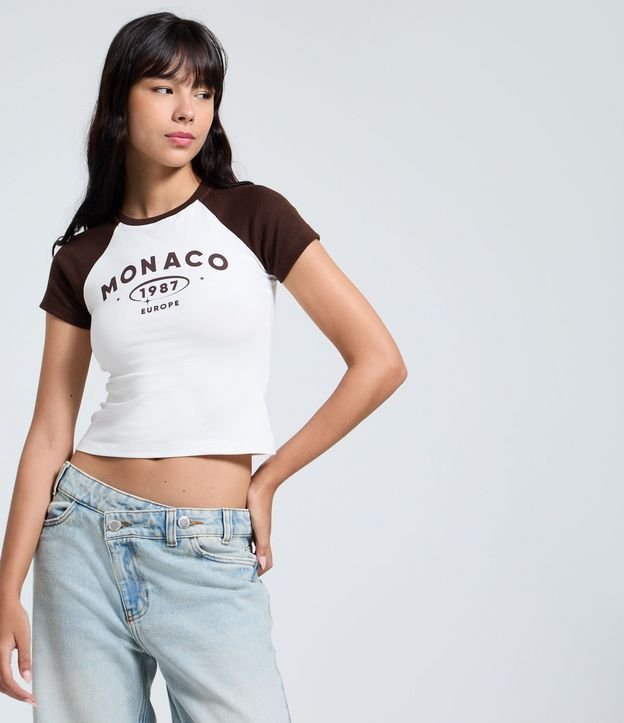 Remera en Algodón con Manga Corta Contrastante
