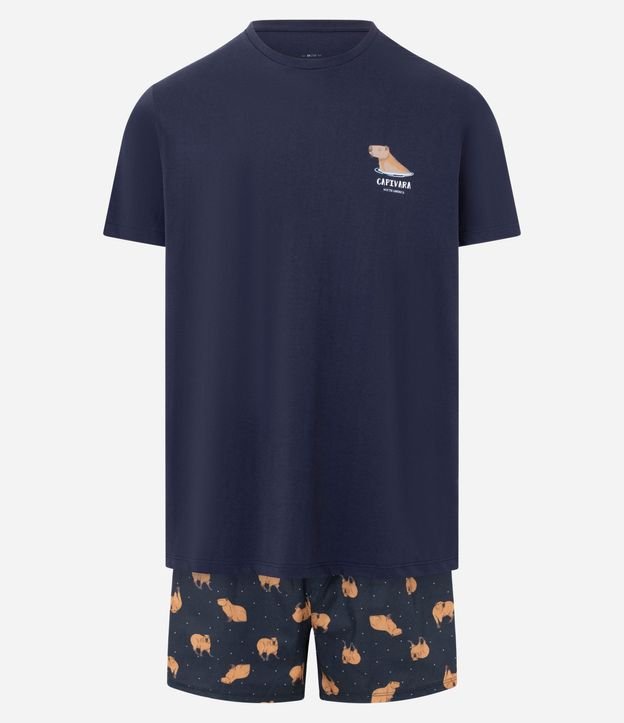 Pijama Corto en Algodón con Estampa de Carpincho 4