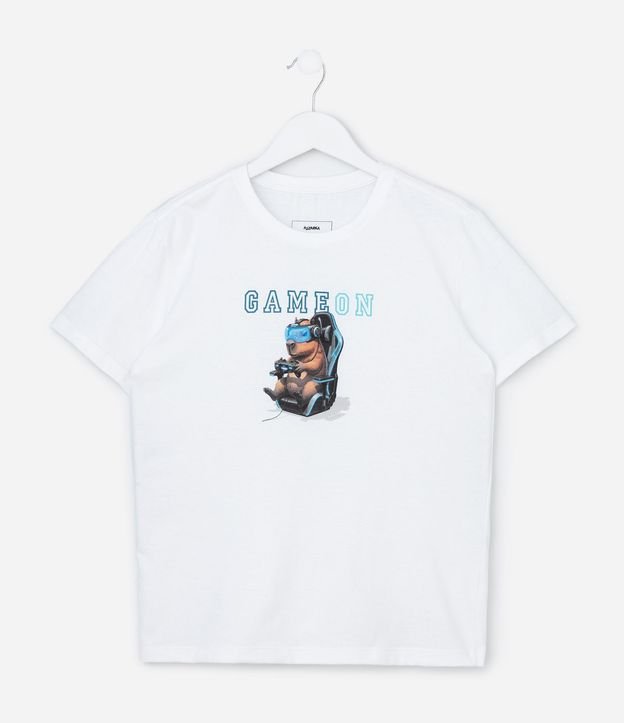 Remera Comfort Infantil con Estampa de Capivara Game On - Talle 5 a 14 años 2