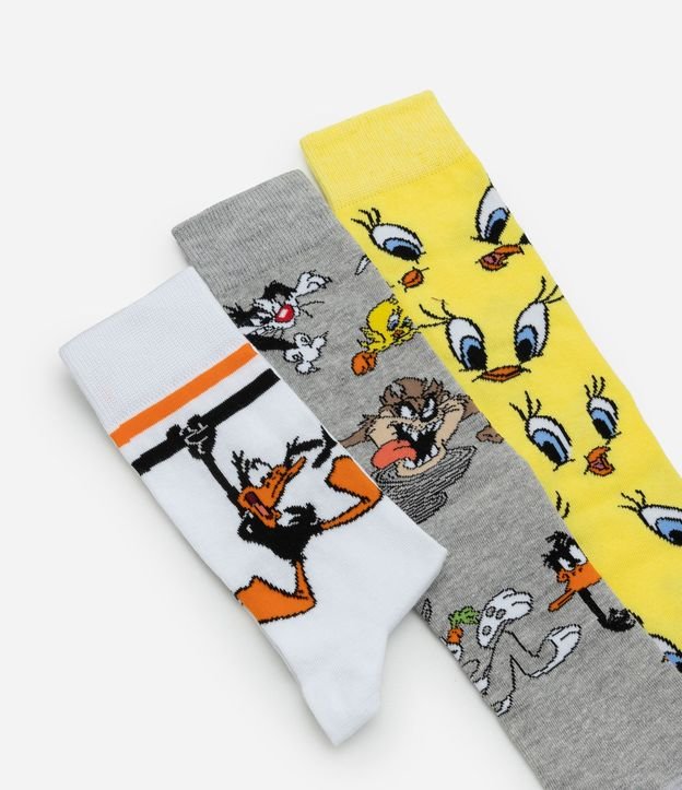Kit 03 Medias Caña Larga en Algodón con Estampa Looney Tunes 4