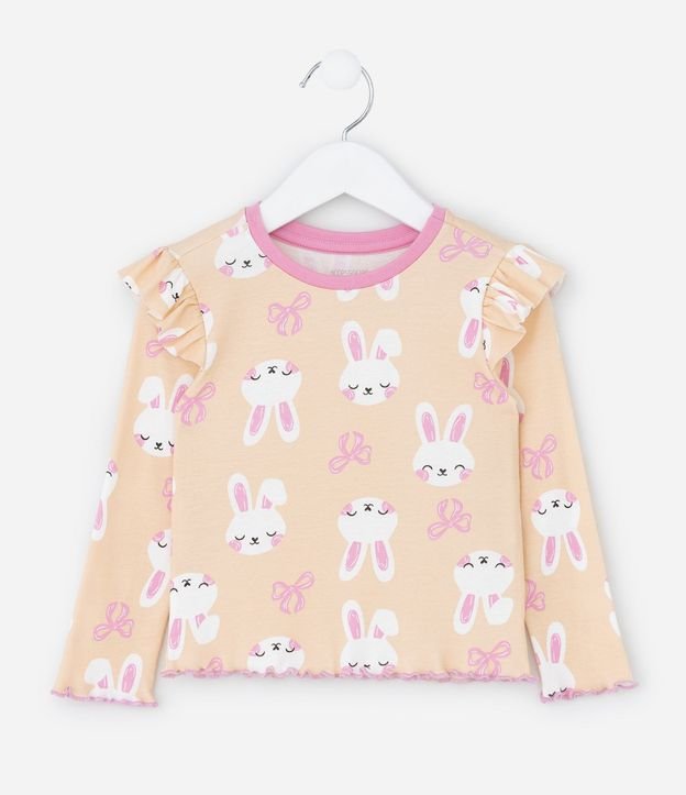 Pijama Infantil con Estampado Conejos y Volados – Talle 1 a 6 años 3