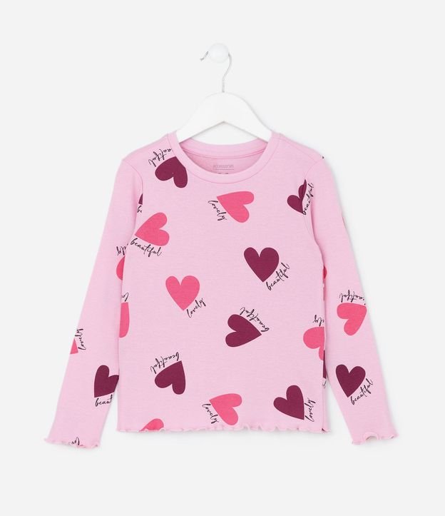 Pijama Infantil Largo en Rib acanalada con Estampado de Corazones – Talle 5 a 14 años 3