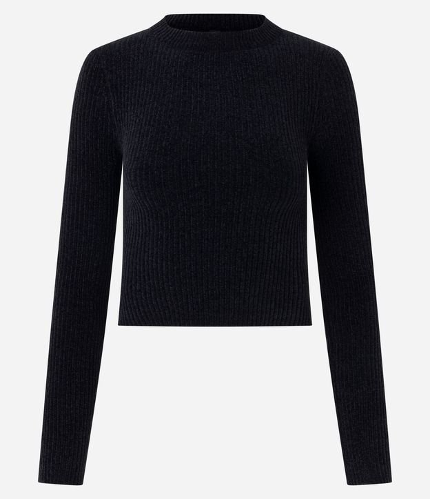 Blusa Manga Larga en Chenille con Cuello Colada 1