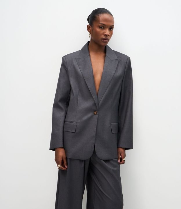 Blazer Sastre con Cuello Solapa y Forro Interno