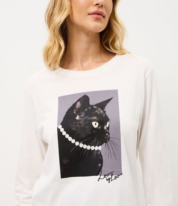 Pijama Largo en Algodón con Estampa de Gato 2