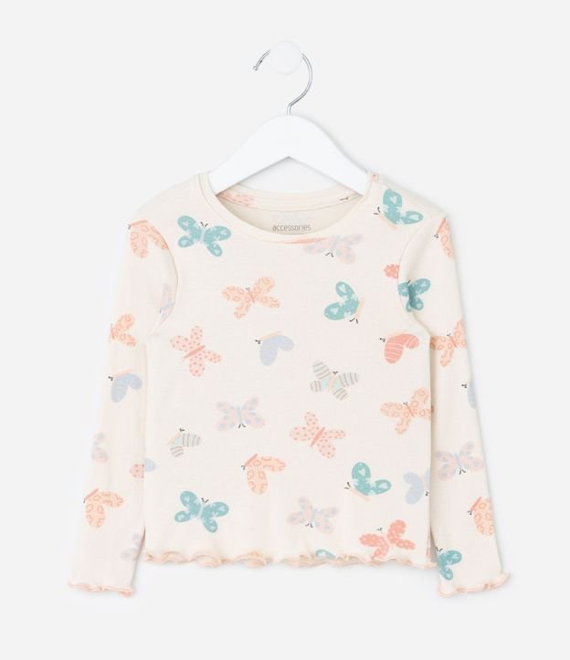 Pijama Infantil en Rib con Estampa de Mariposas – Talle 1 a 6 años 3