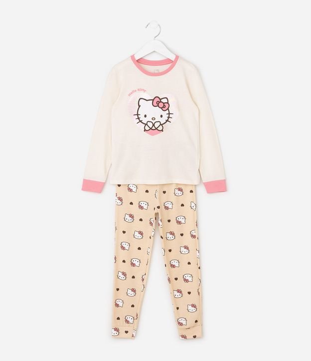 Pijama Larga Infantil Hello Kitty con Estampa - Talle 5 a 14 años 2
