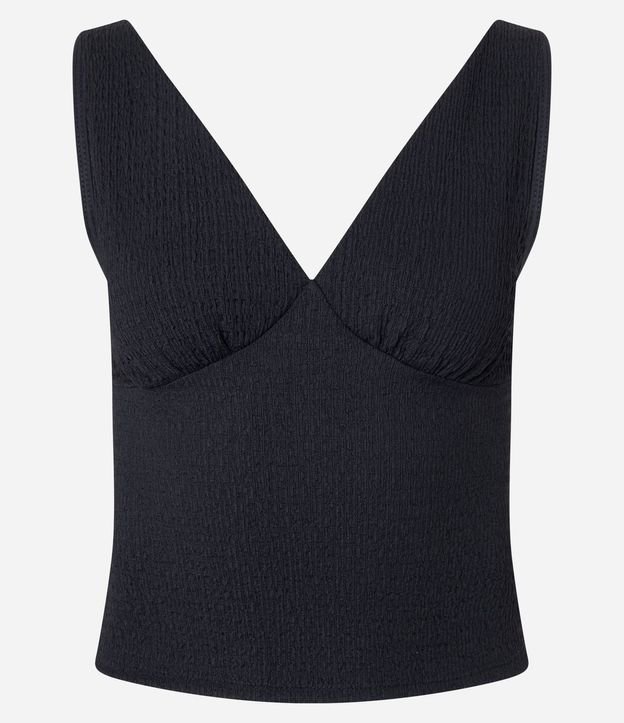 Blusa Texturizada con Escote V y Recorte no Busto