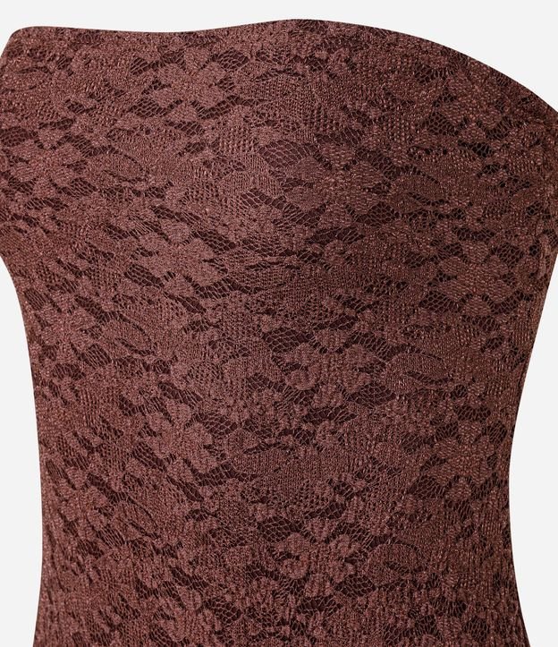 Vestido sin Breteles en Encaje con Volado Asimétrico 8
