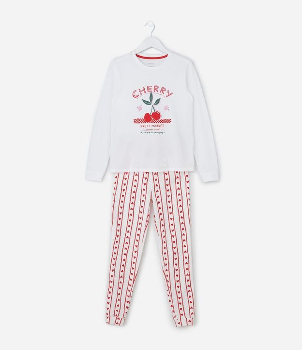 Pijama Infantil con Estampa de Cereza y Corazones – Talle 5 a 14 años 2