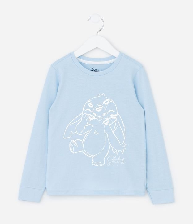 Pijama Infantil Largo Estampa de cuadros y Stitch - Talle 5 a 14 años 3