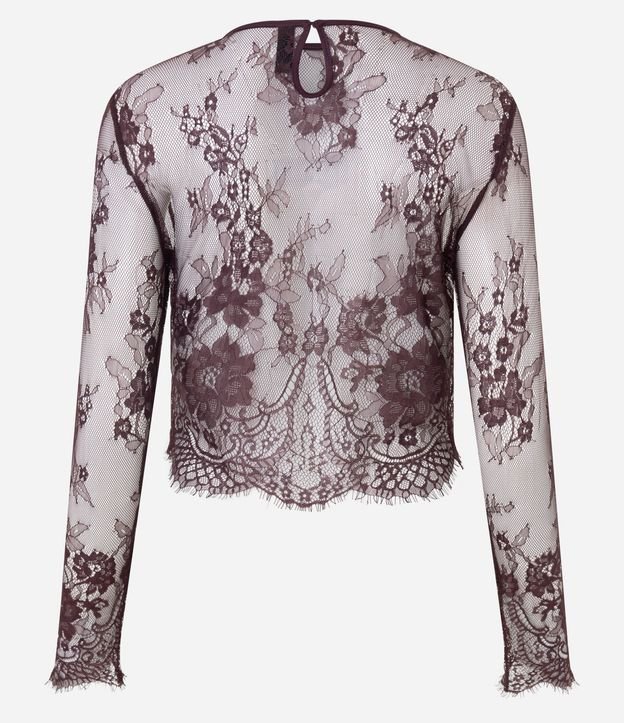Blusa Cuello Alto con Diseños de Flores en Encaje 7